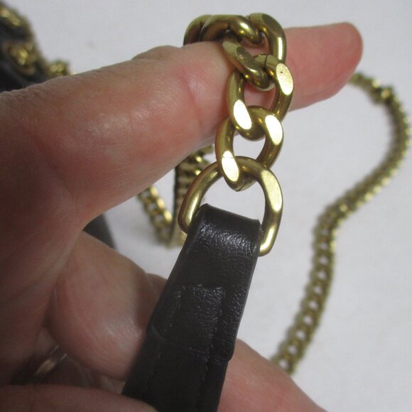 BLACK Butter Soft leather quilted chain handle logo purse KIRA - Picture 9 of 11